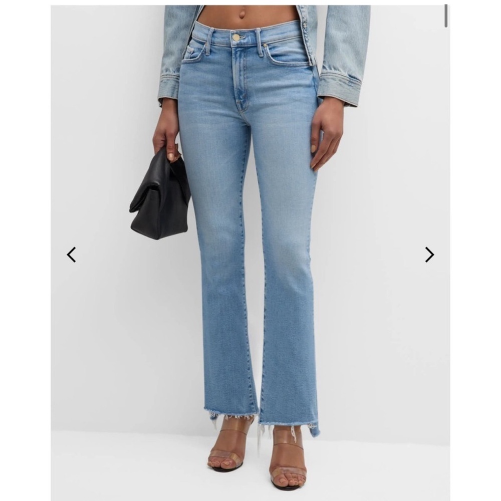 MOTHER NEW THE INSIDER HIGH RISE CROP STEP FRAY JEANS IN LIMITED EDITION SIZE 34